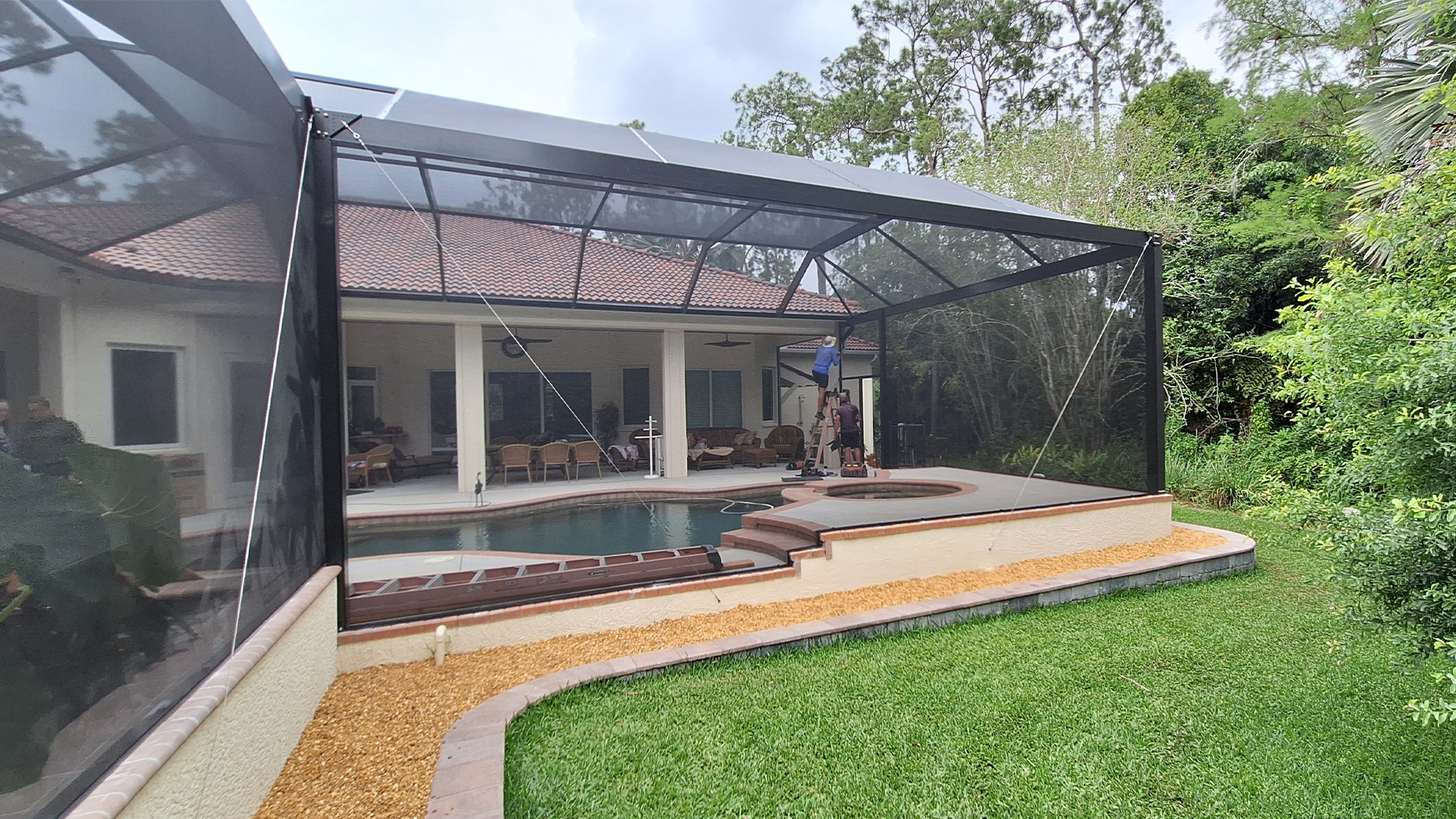 Pool screen enclosure installed by Aluminum Master in Naples Florida