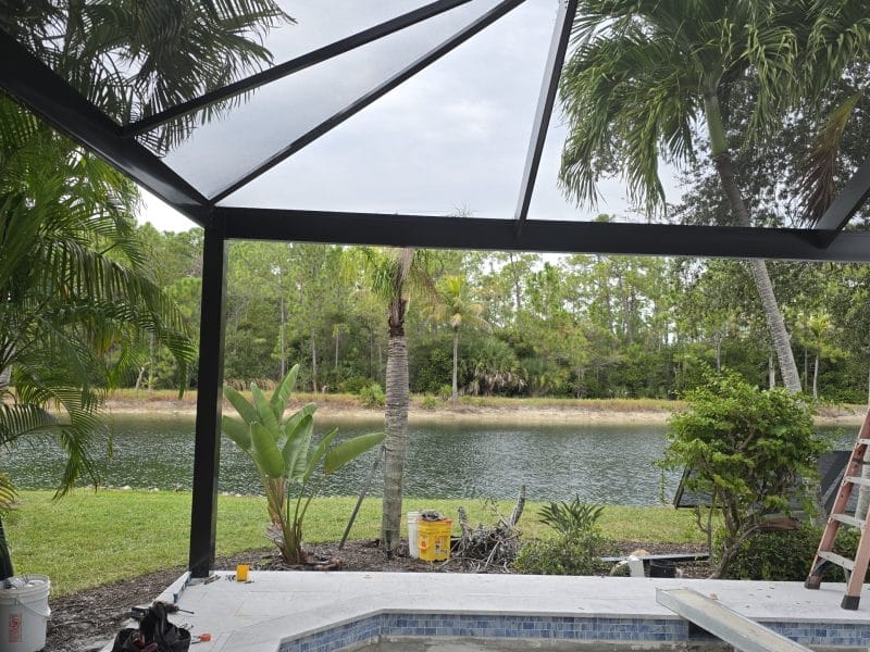 Hurricane-rated pool cage design in Naples FL built by Aluminum Master LLC